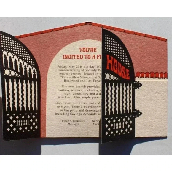 Vtg Open House Invite Pacific Bank City Of Mission New Location Invite Flyer - Picture 2 of 3